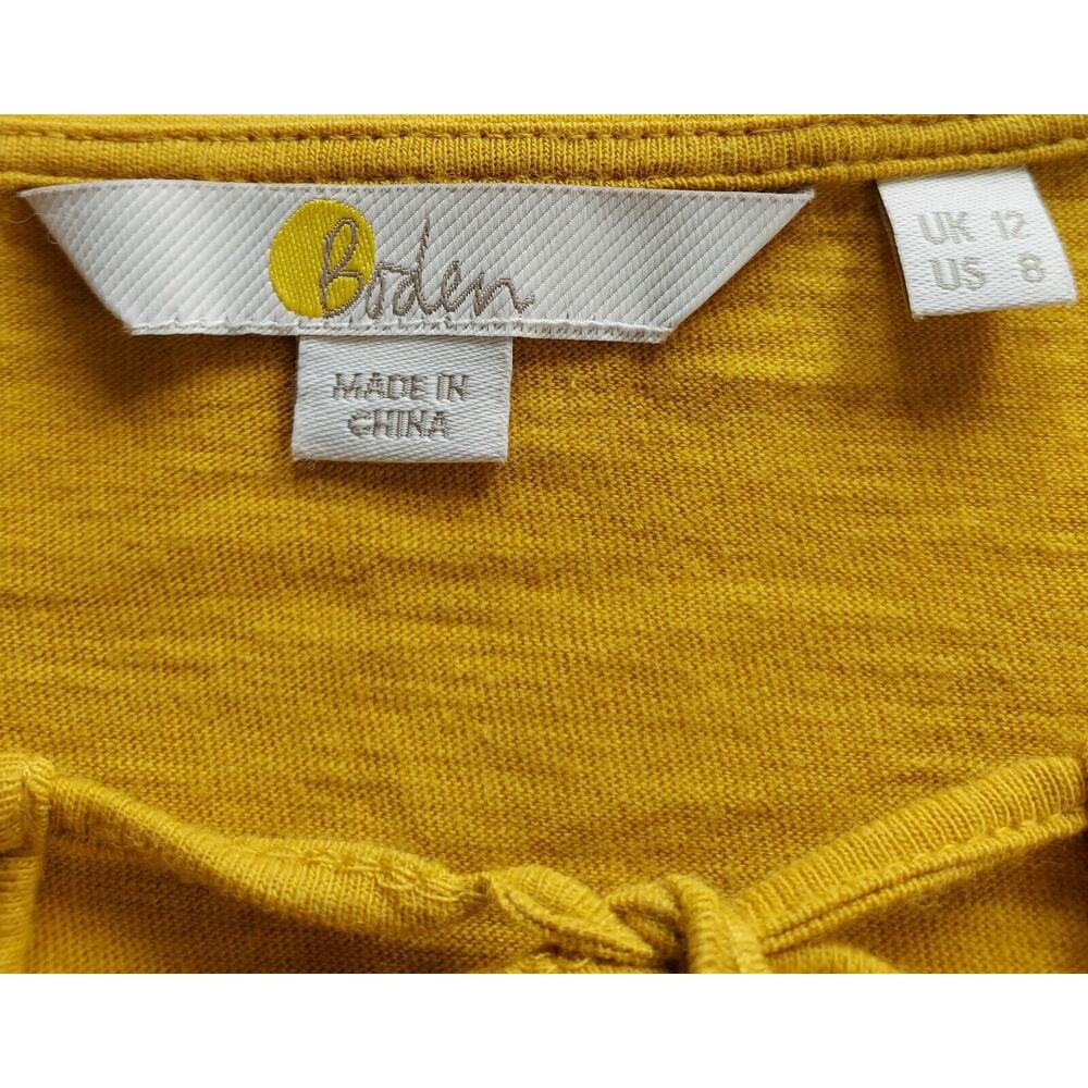 Boden Ayla Top Womens UK 12 US 8 Mustard Short Sleeve V Neck Crochet Tassels - Picture 9 of 11